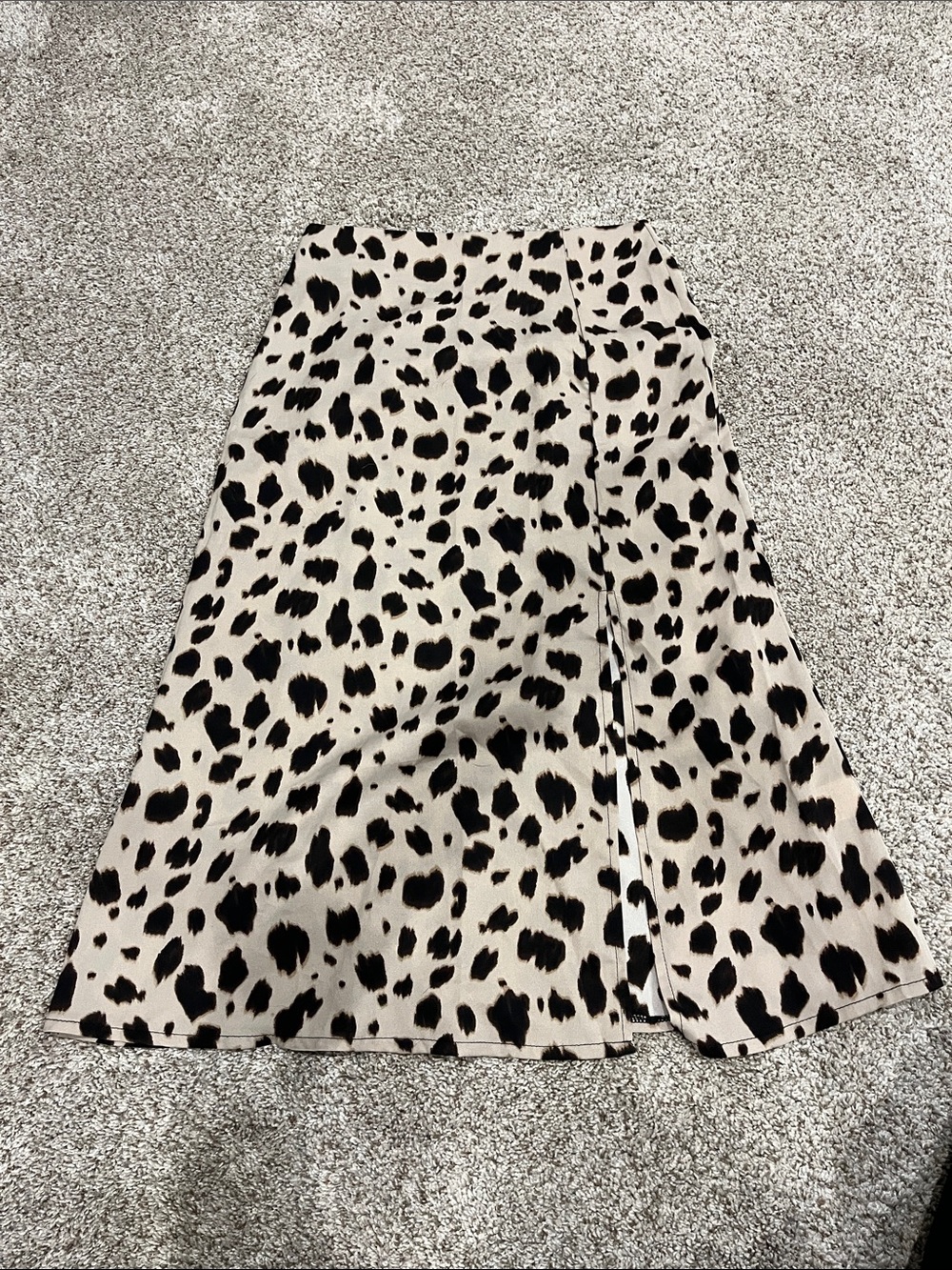 Amazon Dalmatian-Spot A-Line Midi Skirt - Black on Cream
